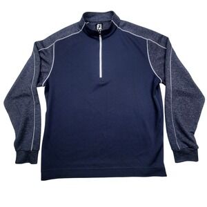 FootJoy Mens Large Navy Blue Heather 1/4 Zip Golf Pullover Mock Neck Sweater